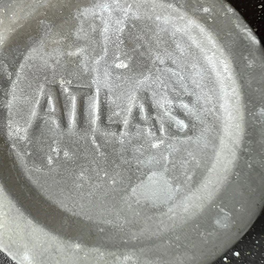 Ball and Atlas‎ Vintage Zinc Canning Jar Lids with Milk Glass Liners Set of 4